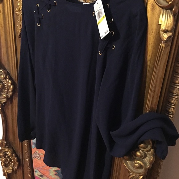 Michael Kors navy long sleeve blouse - Picture 2 of 5